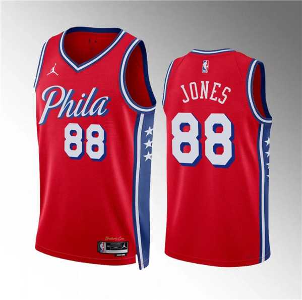 Mens Philadelphia 76ers #88 Kai Jones Red Statement Edition Stitched Jersey Dzhi->->NBA Jersey